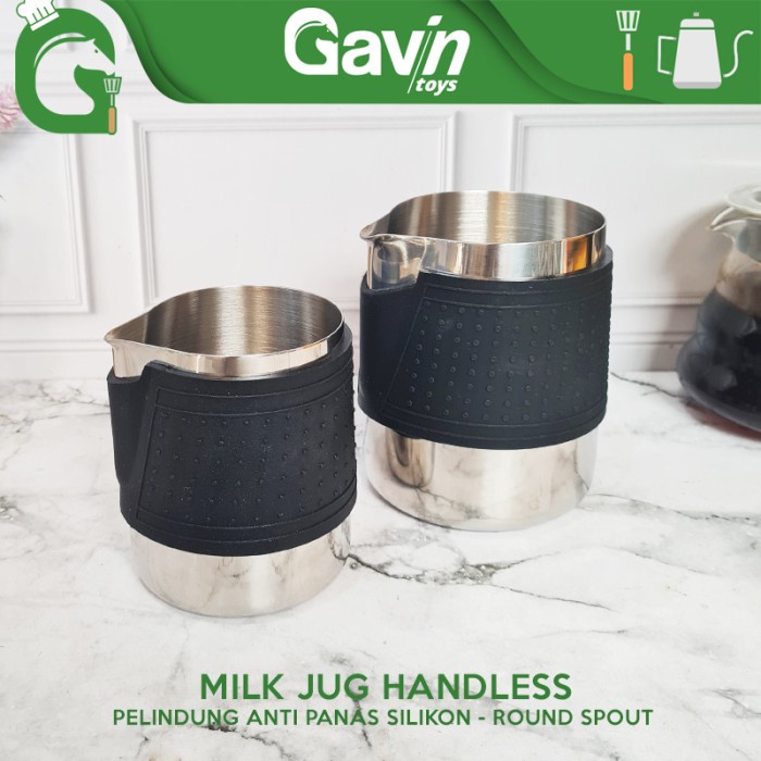 Jual Milk Jug Handless Jug Susu Rubber Grip Handle Coffee Latte Art ...