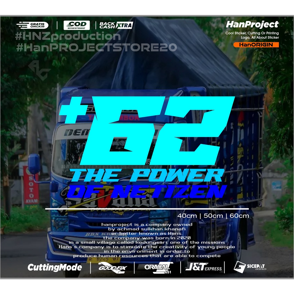 Jual STICKER KACA PINTU TRUCK DAN PICK UP KATA KATA +62 THE POWER OF ...