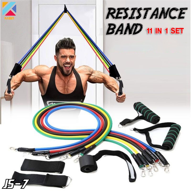 Jual Set Tali Fitnes Resistance Bands 11 in 1 Set Tali Pembantu Fitness