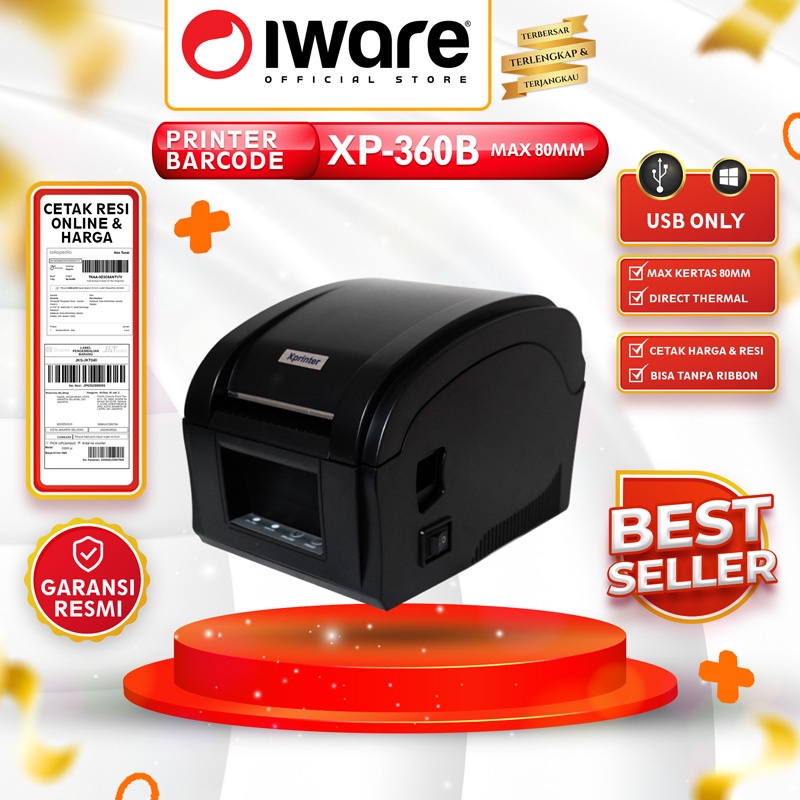 Jual Iware Printer Barcode Thermal Xprinter XP-360B Usb 80MM Cetak ...