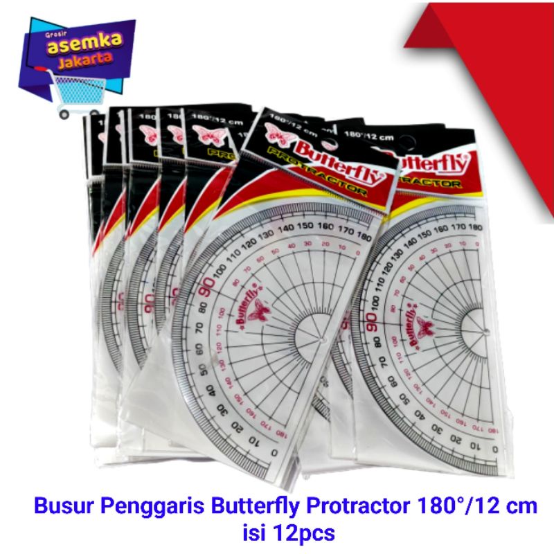 Jual Penggaris Butterfly Protractor 180°/12cm dan 10cm isi 12 pcs ...