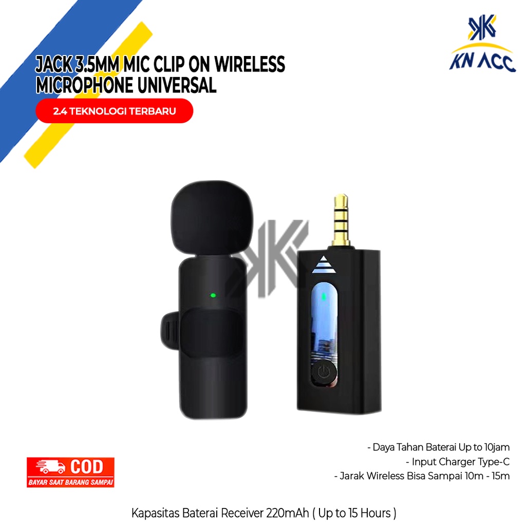 Jual [KN ACC] MICROPHONE CLIP ON WIRELESS JACK 3.5MM UNIVERSAL K35