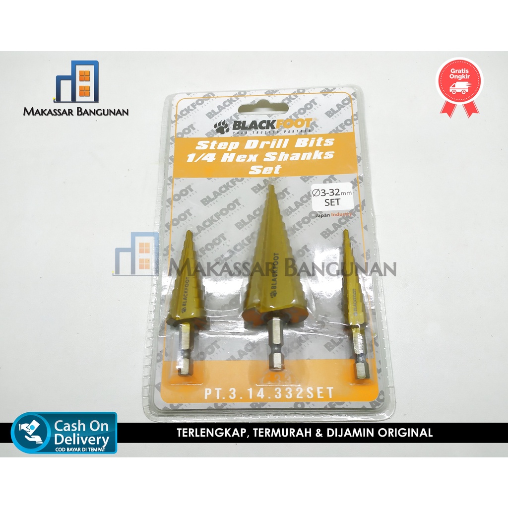 Jual BLACKFOOT Mata Bor Step Drill Bits Set 1/4 3 - 32 mm | Shopee ...