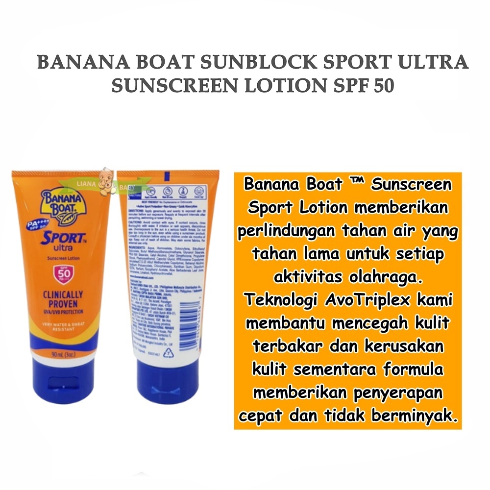 Jual PERA581 BANANA BOAT SUNBLOCK SPORT ULTRA SUNSCREEN LOTION SPF 50 ...