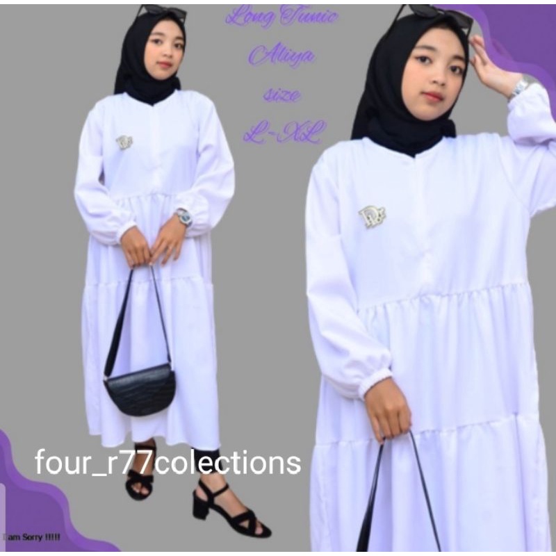 Jual Four r01Aliya Tunik Atasan Remaja Terbaru Putih Polos Model Rempel