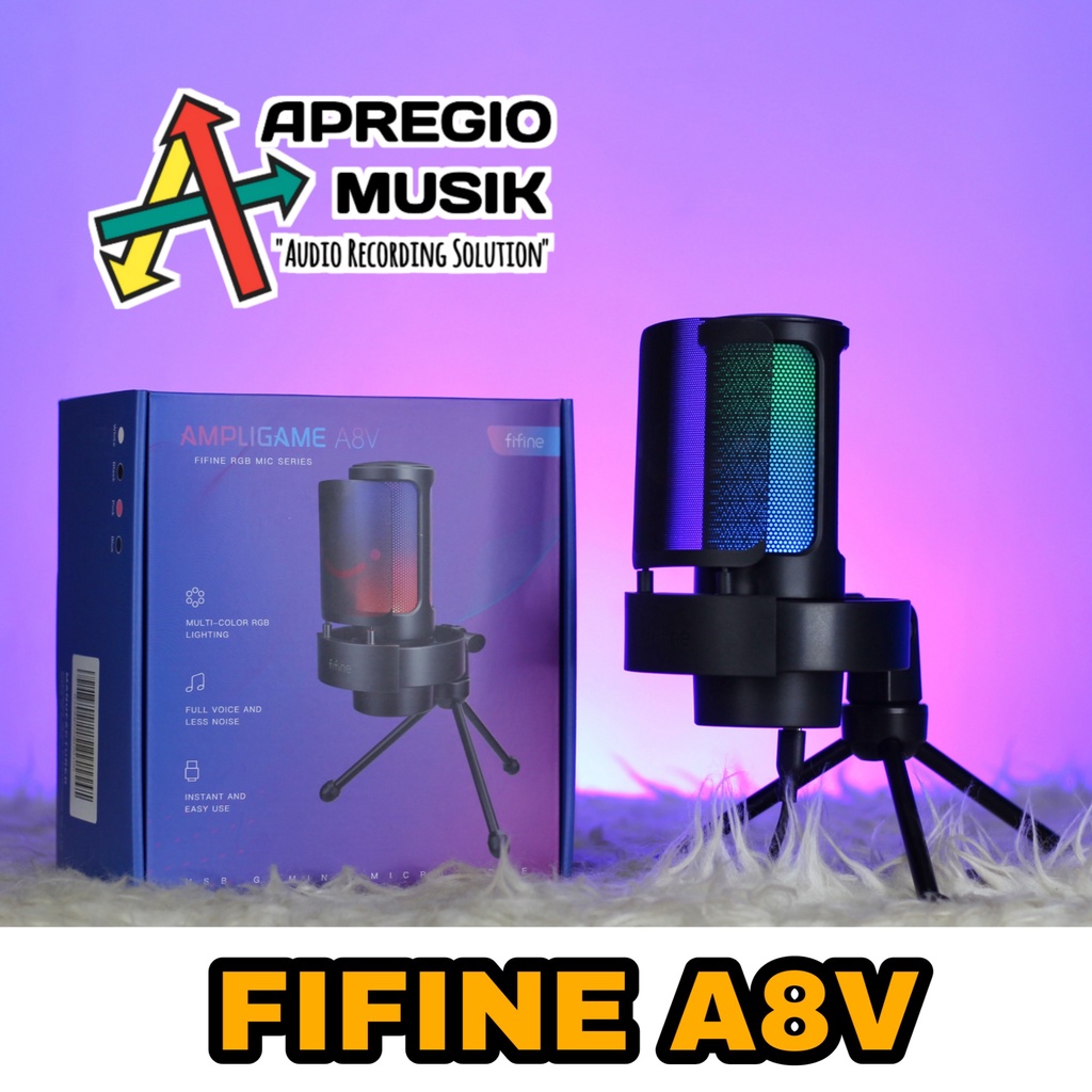 Jual FIFINE A8 A8V RGB AMPLIGAME Mic Condenser USB | Shopee Indonesia