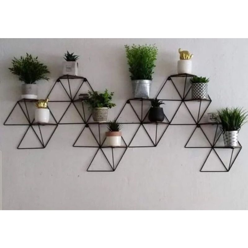 Jual rak besi hexagonal - pot besi - rak pajangan - pajangan gantung