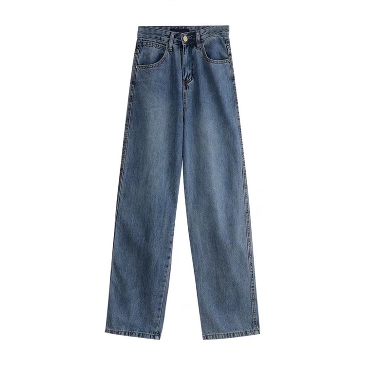 Jual COD New korean style high waist loose murah celana jeans