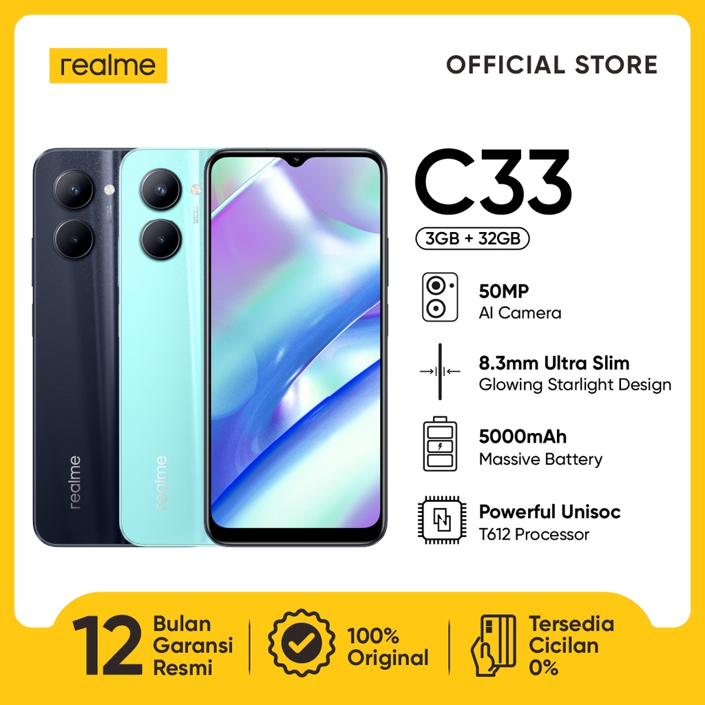 Jual realme C33 3+32GB (50MP AI Camera | 8.3mm Ultra Slim | 5000mAh ...
