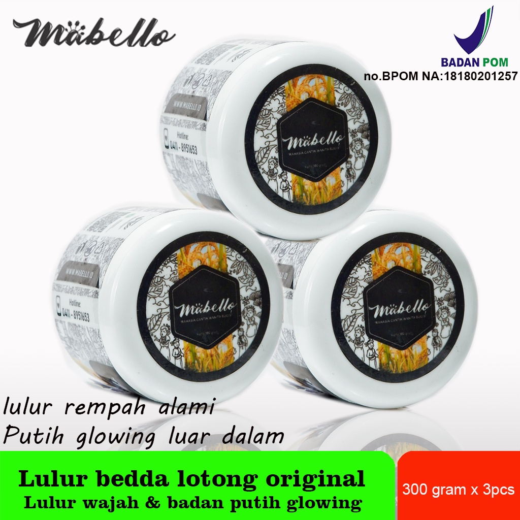 Jual Lulur badan dan wajah mabello bedda lotong memutihkan wajah dan ...