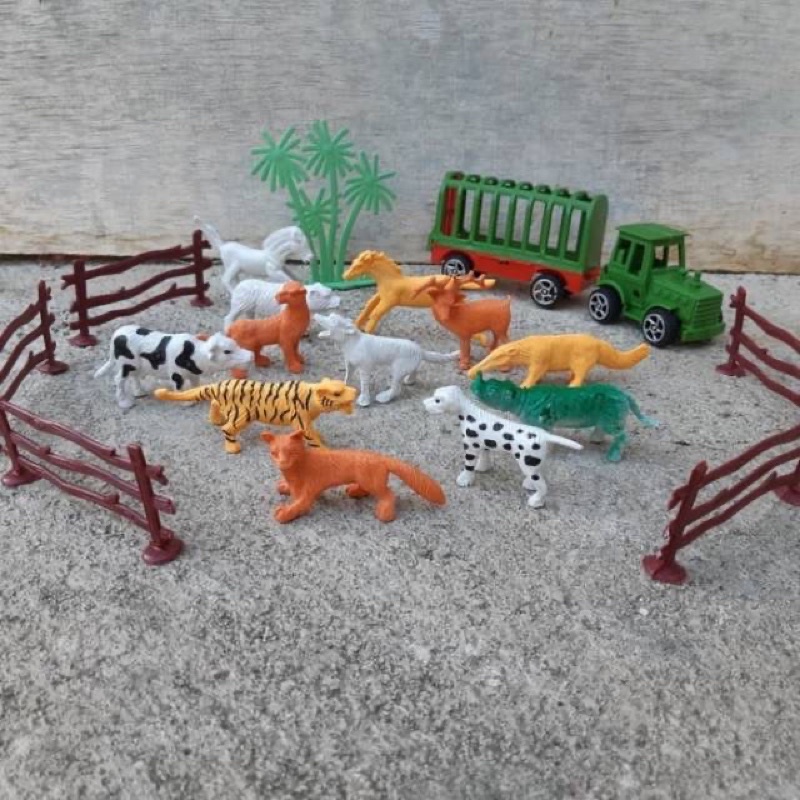 Jual mainan hewan karet set isi 12pc wild animal safari kebun binatang ...