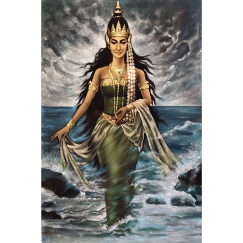 Jual Hiasan dinding lukisan cetak Ratu pantai selatan plus bingkai