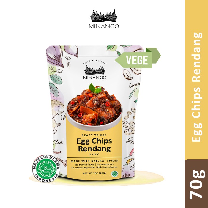 Jual Minango Egg Chips Rendang Telur Talua Spicy 70 gram Ready to Eat ...