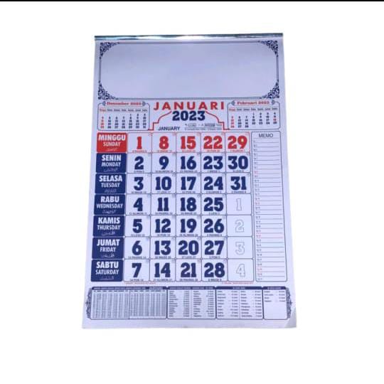 Jual Kalender Dinding 2023 Putih Polos Hijriah Masehi Dan China 12 Lembar Ukuran Jumbo Dan Kecil 7525