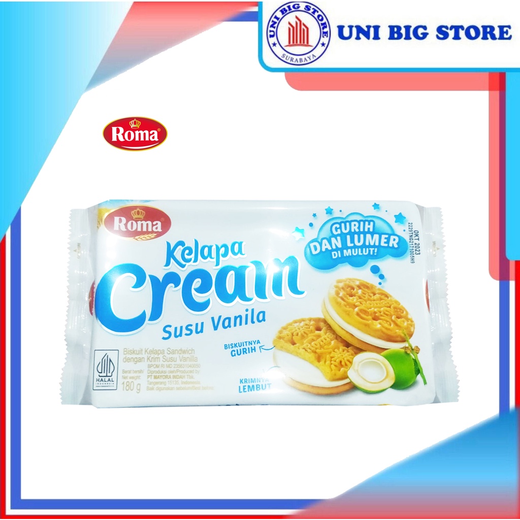 Jual Roma Biskuit Kelapa Cream Susu Vanila 180 Gr Biscuit Coconut Krim