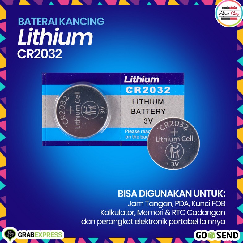 Jual Baterai Kancing CR2032 3V (1 PCS) Baterai Jam Tangan Baterai Token ...