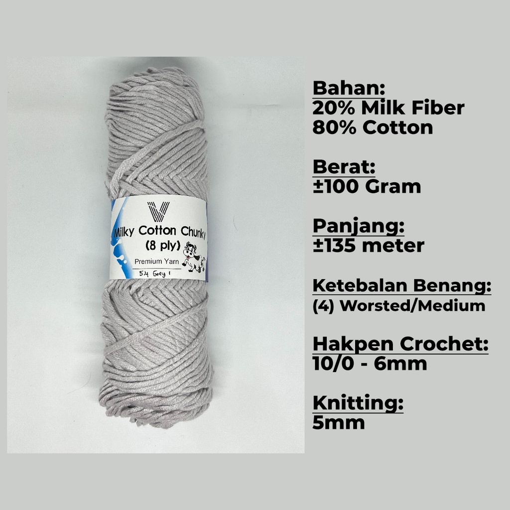Jual Benang Rajut Besar 8 ply / Katun Susu Import Big Ply (100gr) 8ply ...