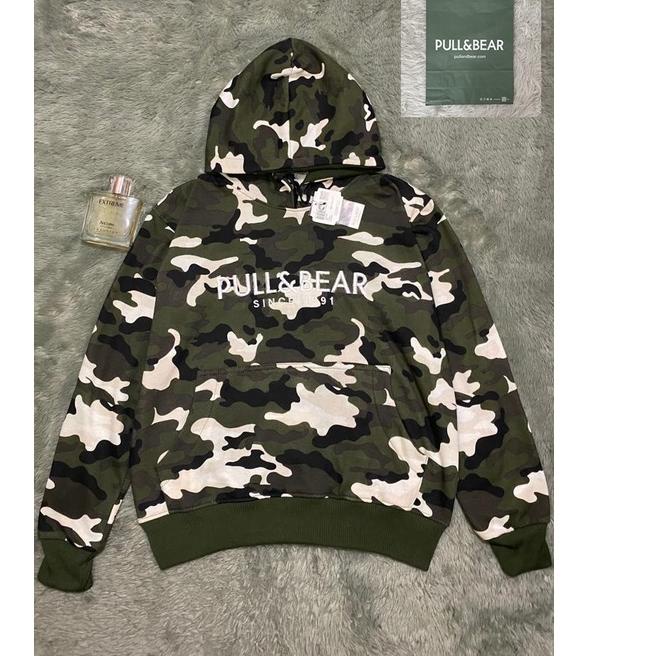 Ready Stock FREE PAPER BAG JAKET HOODIE PULL BEAR LORENG CAMO IMPORT SWEATER PULL AND BEAR FULL LEBEL PRODUCT BNIB