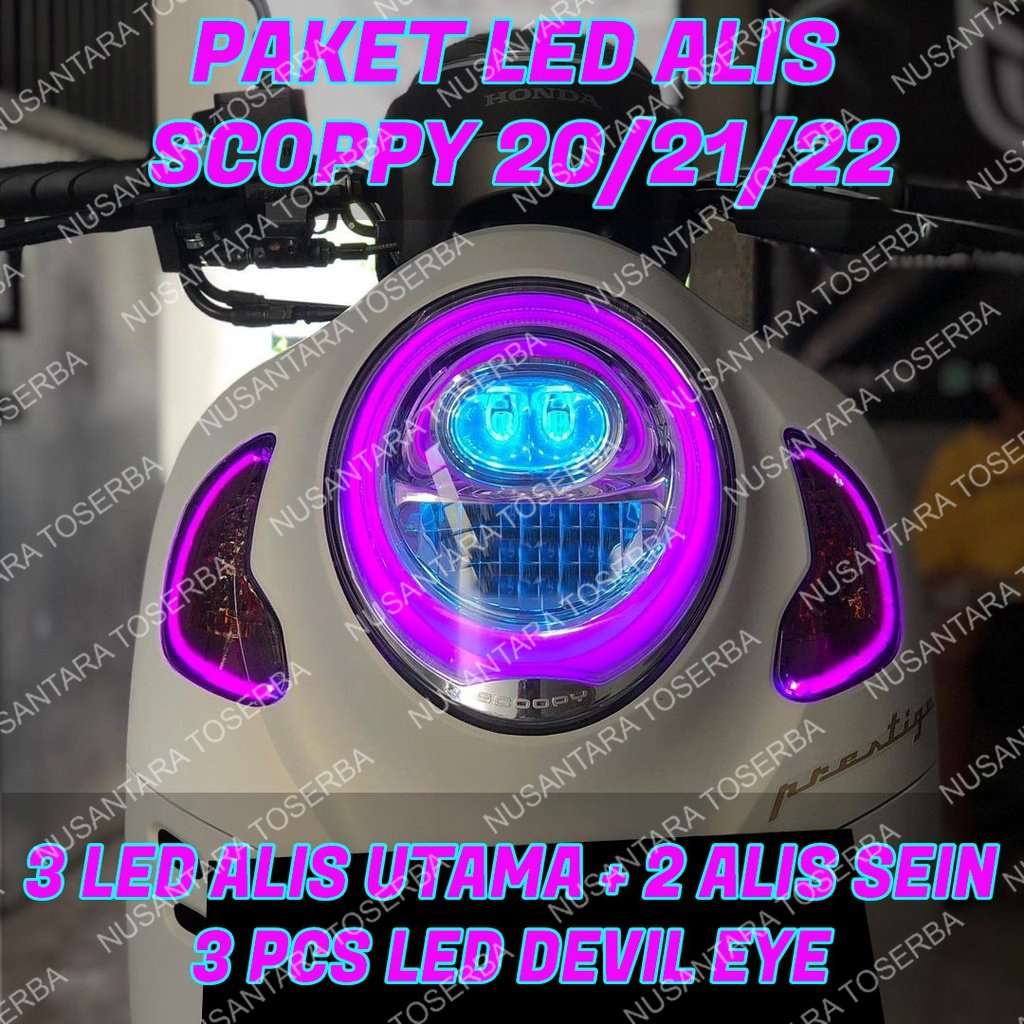 Jual Satu Paket Lampu Alis All New Scoopy Bonus Devil Eye Non Tintik