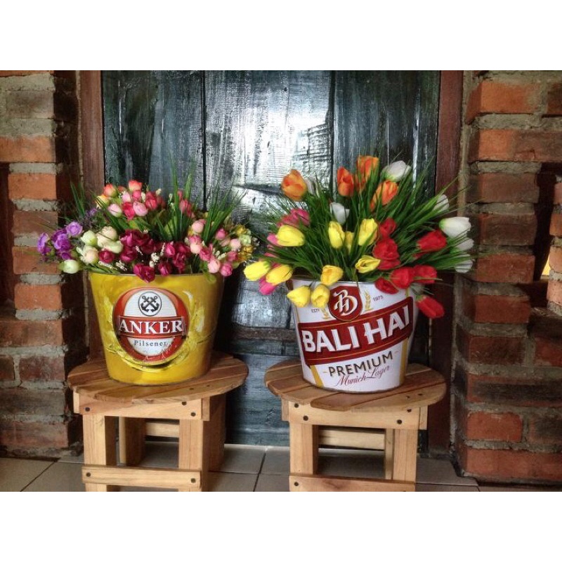 Jual vas kaleng/pot kaleng/pot vintage/pot rustic/pot kaleng vintage ...