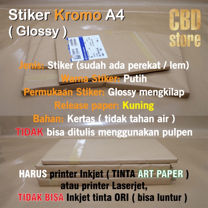 Jual Codes0x 21 Kertas Stiker Kromo A4 Sticker Chromo Glossy 50 Pcs