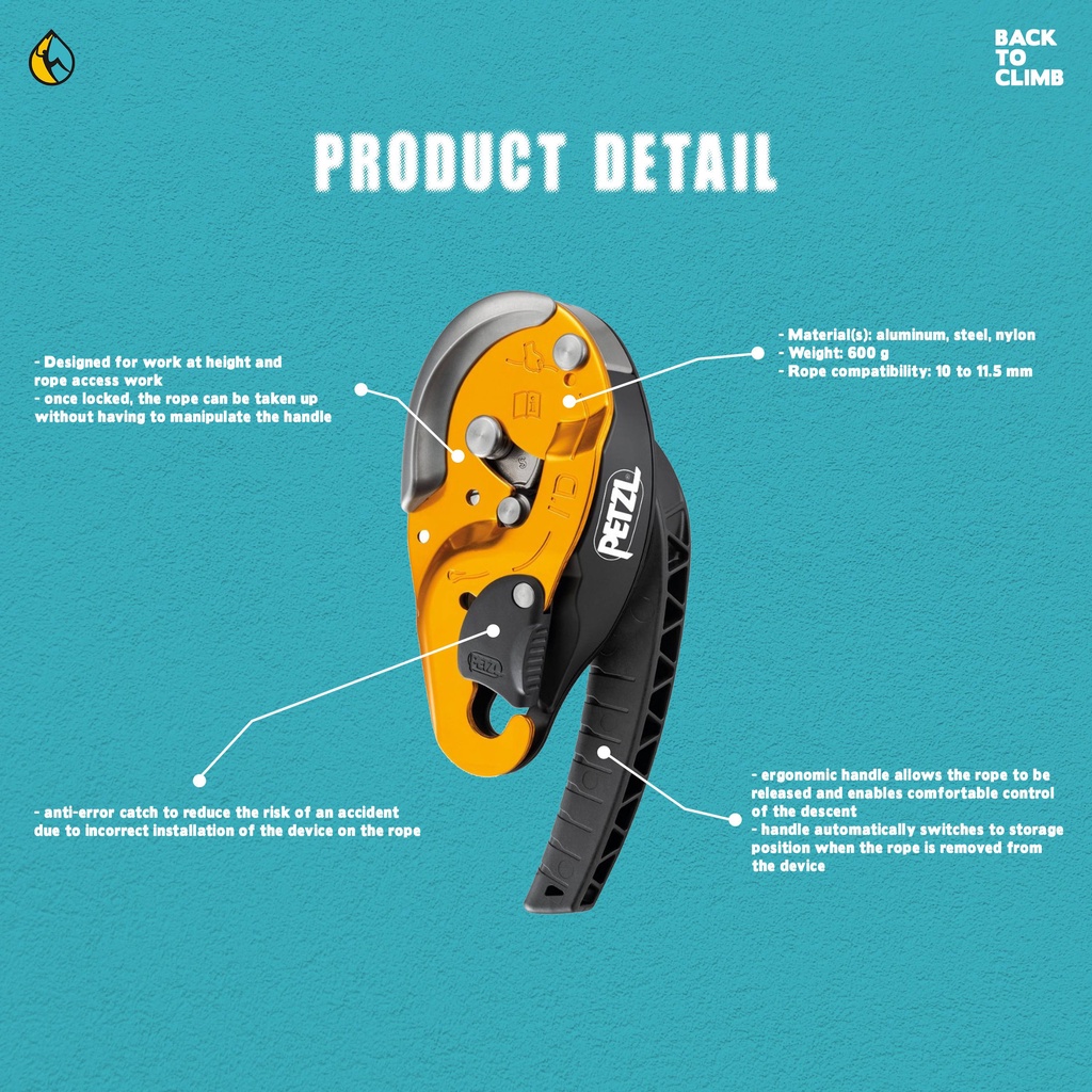 Jual PETZL ID S Descender New Version – Rope Access Rescue Safety ...