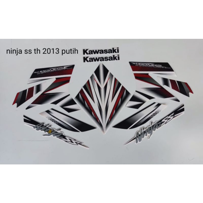 Jual striping stiker motor ninja ss tahun 2013 warna putih | Shopee ...