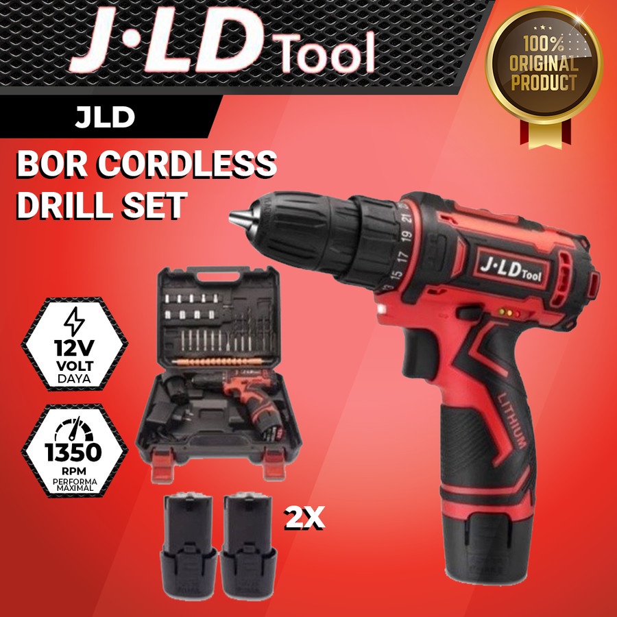 Jual Mesin Bor Cordless JLD TOOL 12V FULLSET Bor Baterai Tanpa Kabel ...