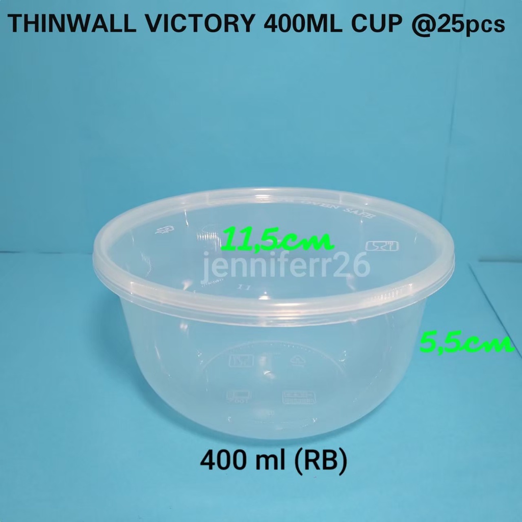 Jual Thinwall Food Container 400ml Victory Kotak Makan Bening Cup