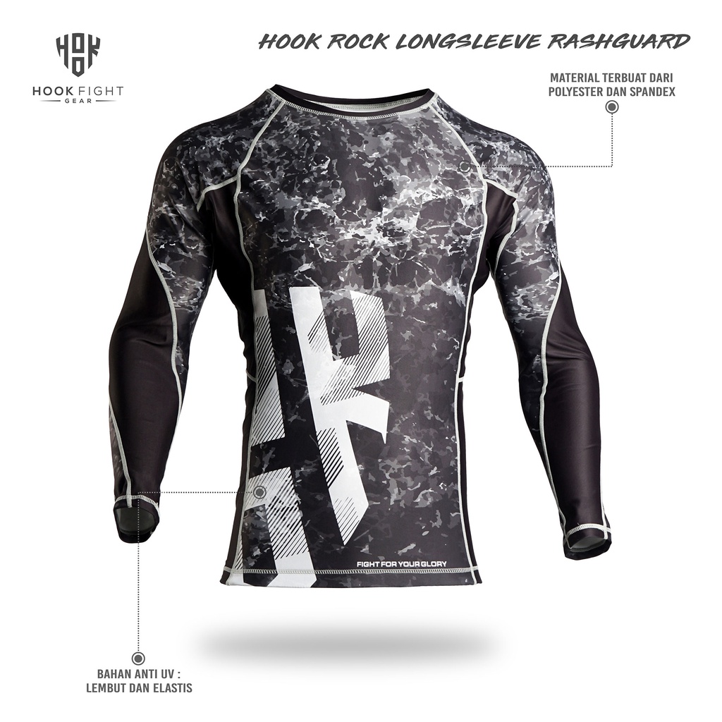Jual Hook Rashguard MMA BJJ Compression Muay Thai Longsleeves Rash