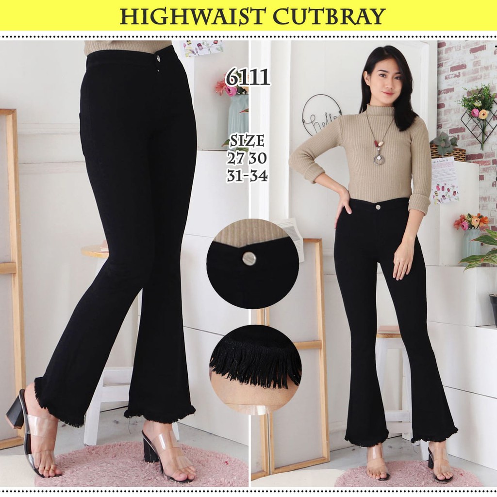 Jual CELANA JEANS WANITA HIGHWAIST CUTBRAY RUMBAI | Shopee Indonesia
