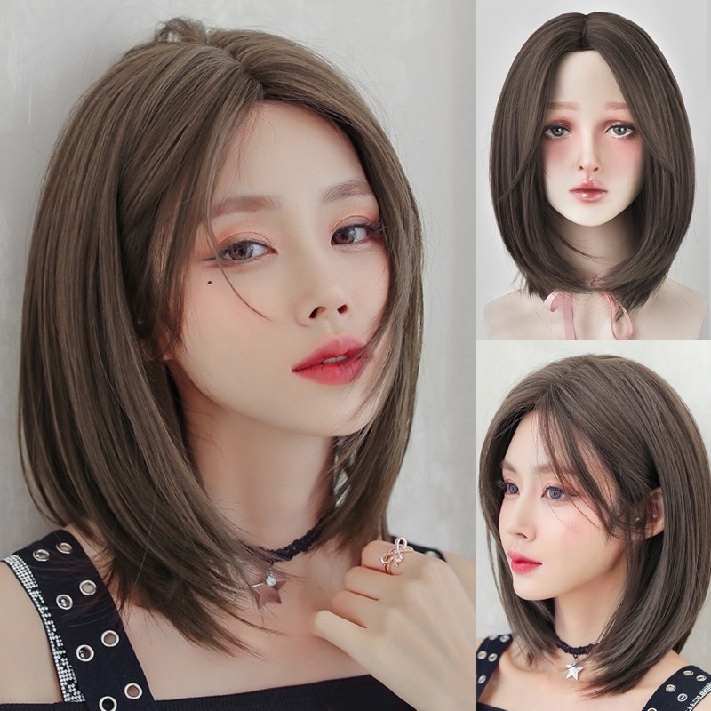 Jual Wig Akemi Curtain Bangs Bob Cm Rambut Palsu Wanita Model Pendek Natural Wig Pendek