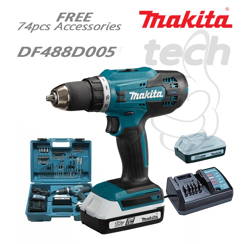 Jual Mesin Bor Baterai Cordless Drill Makita DF488D DF488 DF488D005 ...