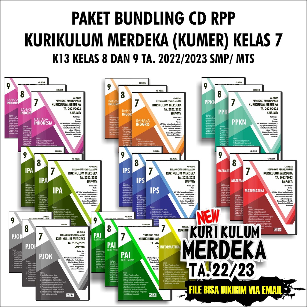 Jual PAKET BUNDLING 30 MAPEL CD RPP SMP / MTS KURIKULUM MERDEKA (KUMER ...