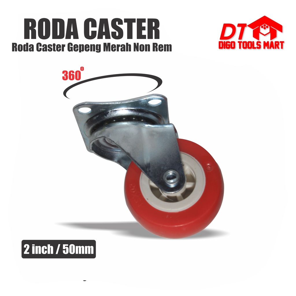 Jual Roda Caster Merah 2 Inci 50mm Hidup Tanpa Rem Roda Nylon | Shopee ...
