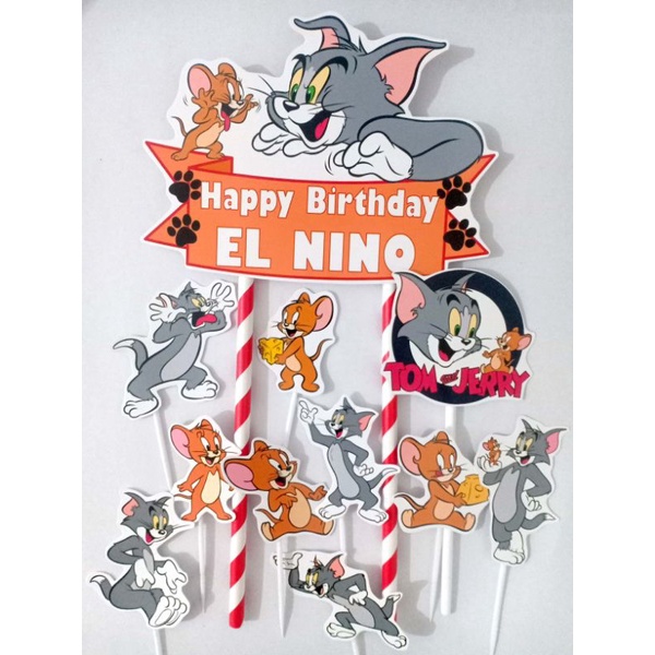 Jual TOPPER CAKE HIASAN KUE ULANG TAHUN GAMBAR TOM AND JERRY BISA