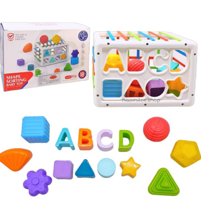 Jual Shape Sorting Baby Toy Sensory Toy Mainan Bayi Puzzle Abc Cocokkan ...