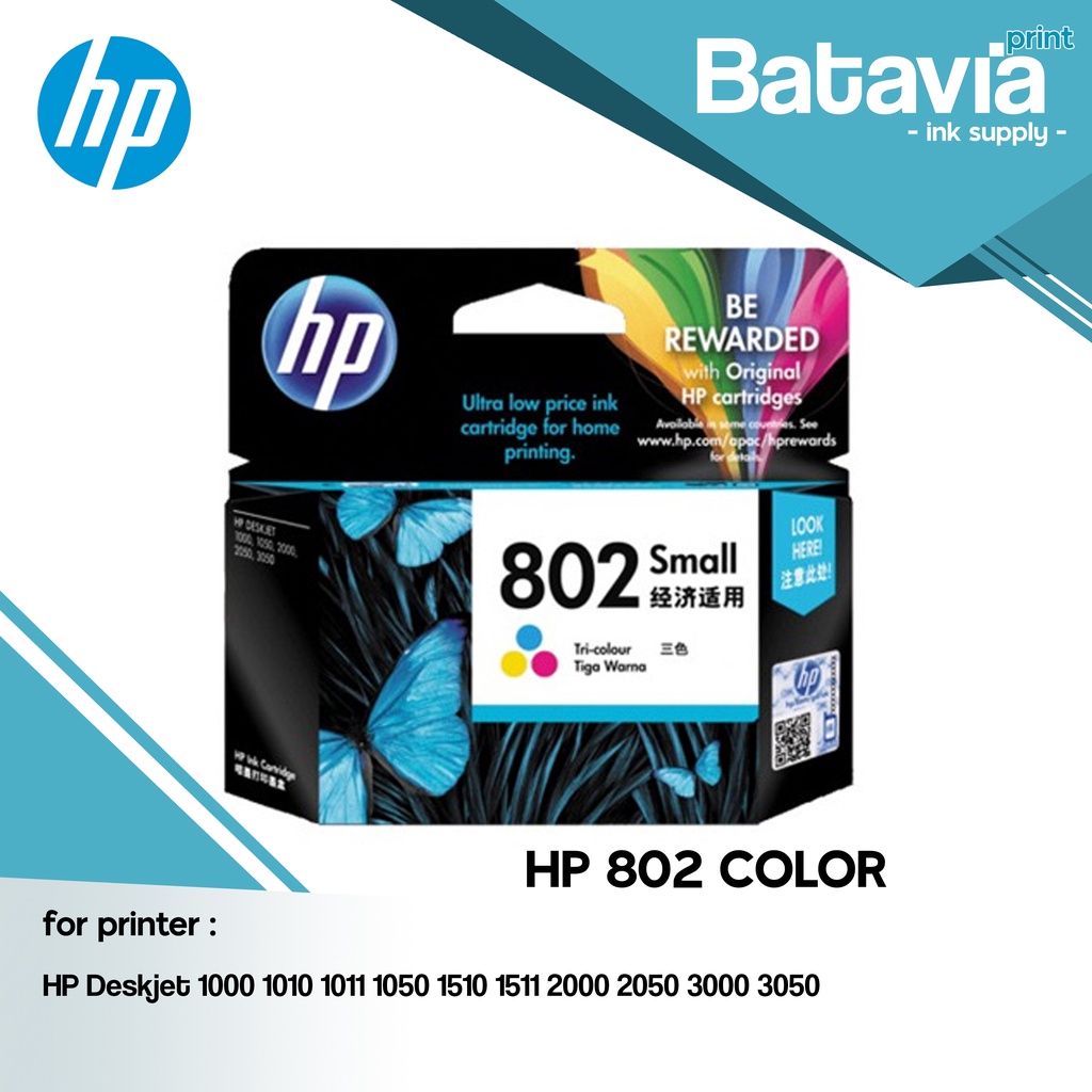 Jual TINTA CARTRIDGE HP 802 BLACK COLOR ORIGINAL Shopee Indonesia