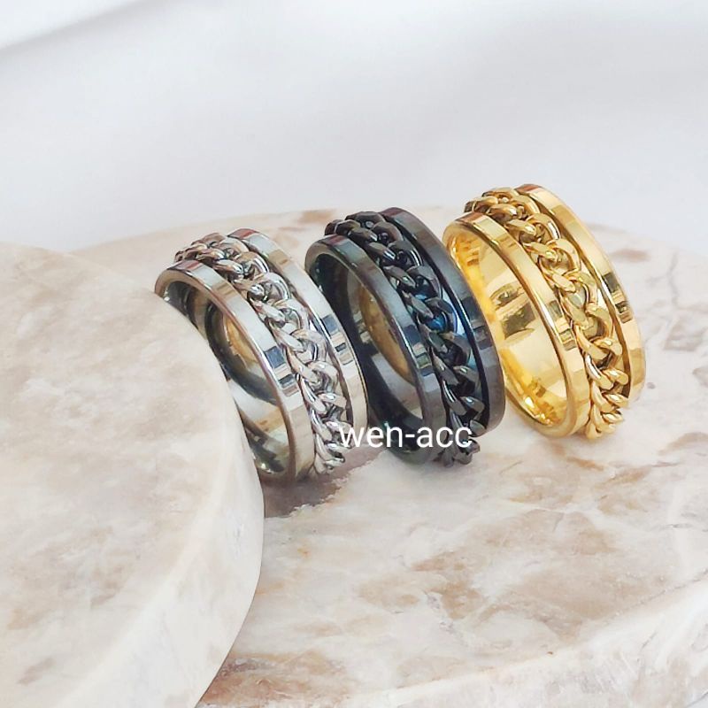 Jual Cincin Rantai Titanium Antikarat Pria dan Wanita Fashion | Shopee ...