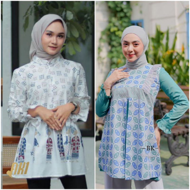 Jual Atasan Blouse Batik Wanita Modern Size M L Xl Xxl Shopee