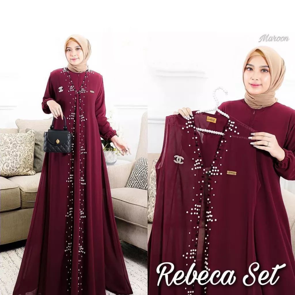 Jual Rebeca Set Dress Outer Wanita / Maxy Dress Ceruty Babydoll Busui ...