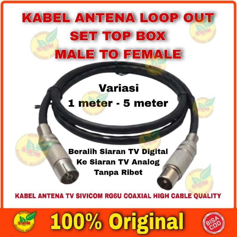 Jual KABEL LOOPOUT ANTENA/KABEL ANTENA HITAM +KONEKTOR +JACK COAXIAL