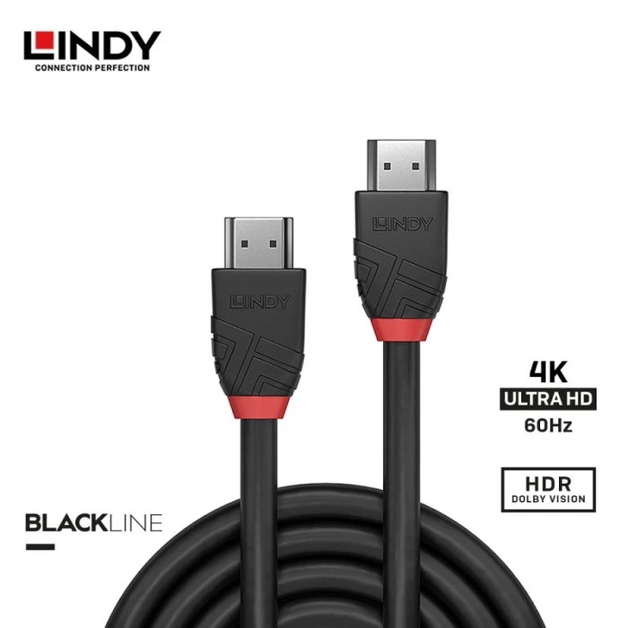 Kabel HDMI 2.0 LINDY 0.5M 1M 2M 3M 5M Black HDMI High Speed 4K 3D Ultra HD Dolby Audio Cable 18Gbps 36470 36471 36472