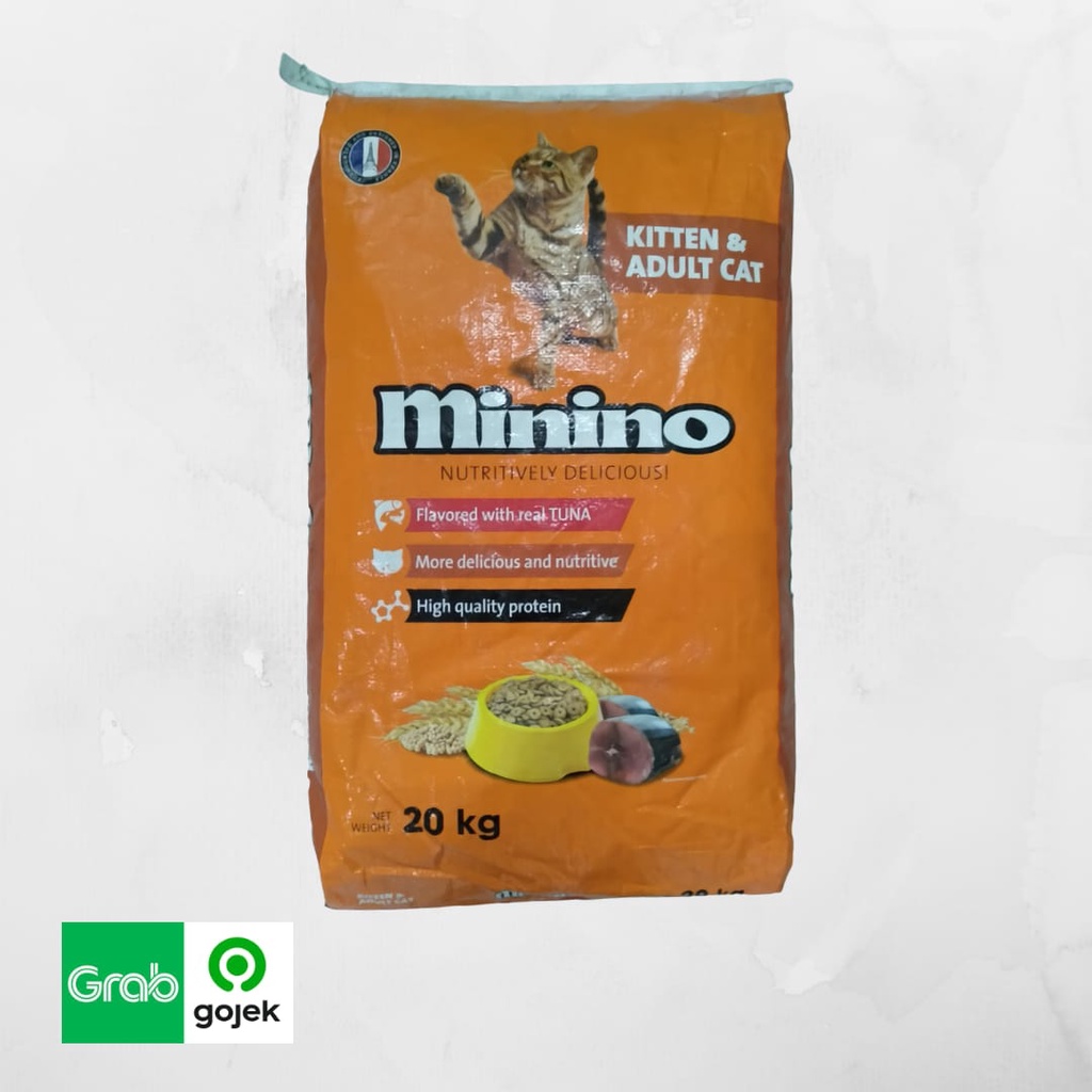 Jual MININO CAT FOOD ADULT TUNA 20KG KHUSUS GOSEND/GRAB MAKANAN KERING KUCING Shopee Indonesia