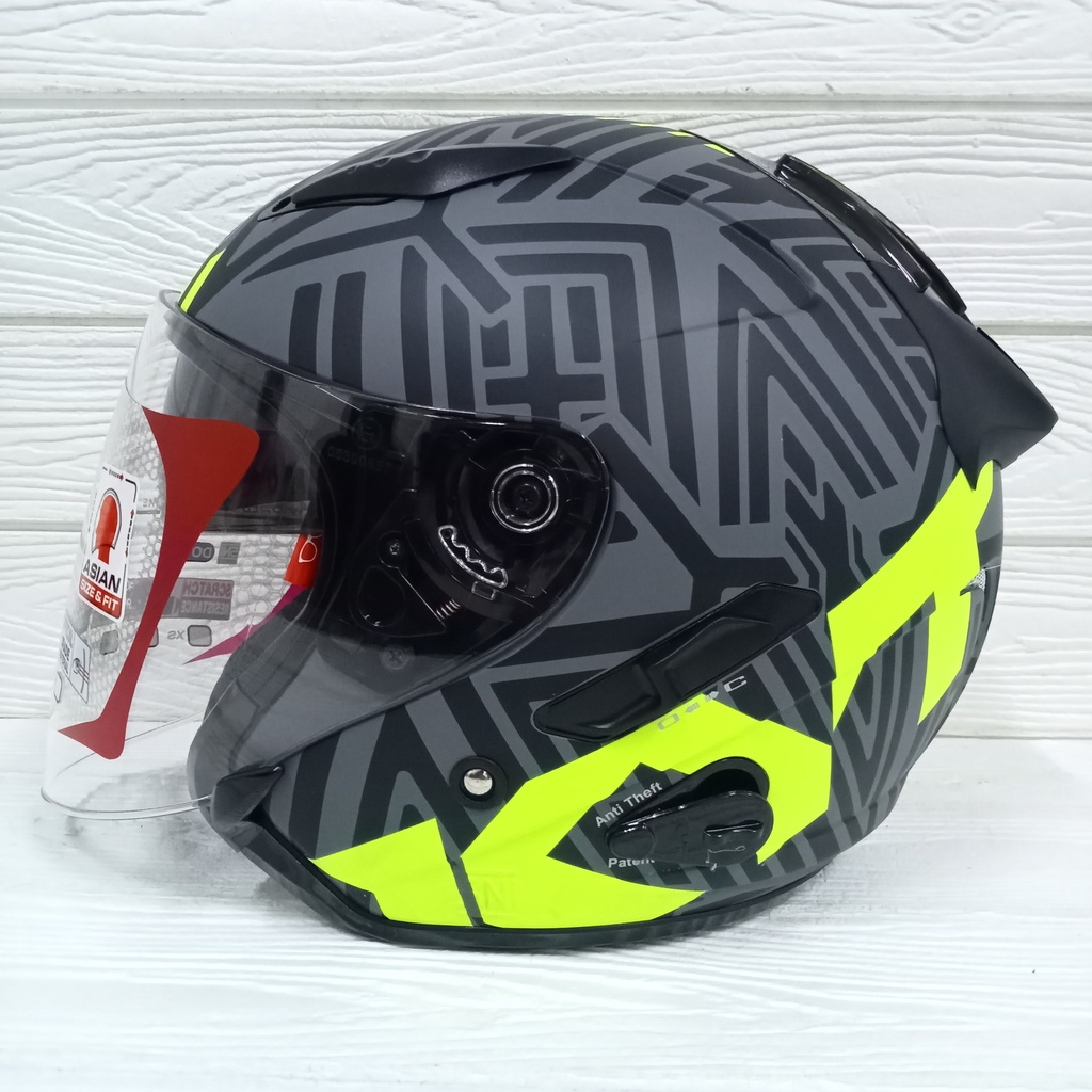 Jual Helm Kyt Galaxy Flat R Flat R Motif Neon Matt Grey Gorilla Yellow