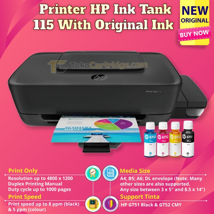Jual HP Ink Tank 115 HP115 HP 115 (Print only) New Original | Shopee ...