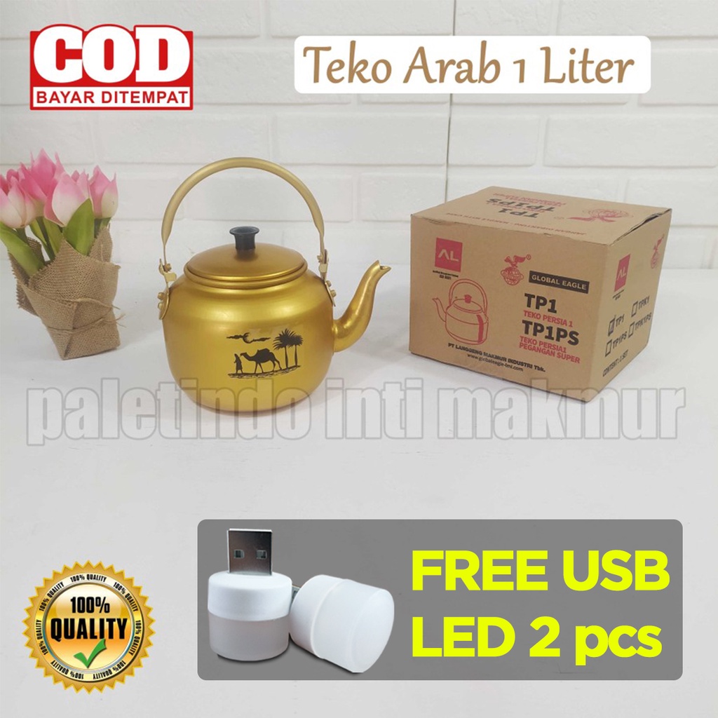 Jual Teko Persia Motif Emas Teko Arab Ceret 1 Liter Free Lampu Led Shopee Indonesia 1817