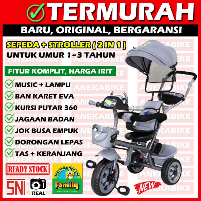 Jual SEPEDA ANAK RODA TIGA 3 STROLLER PREMIUM FAMILY 360 | Shopee Indonesia