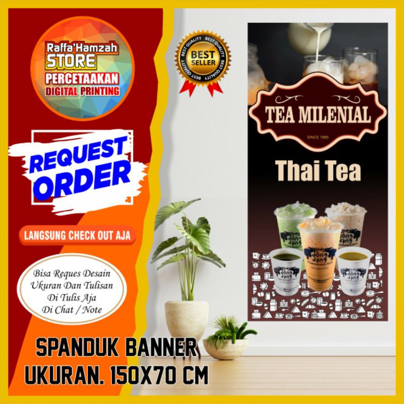 Jual Spanduk Banner Backdrop Thai Tea Viralcetak Spanduk Minuman Thai Tea Ukuran 150 X 70 Cm 4073