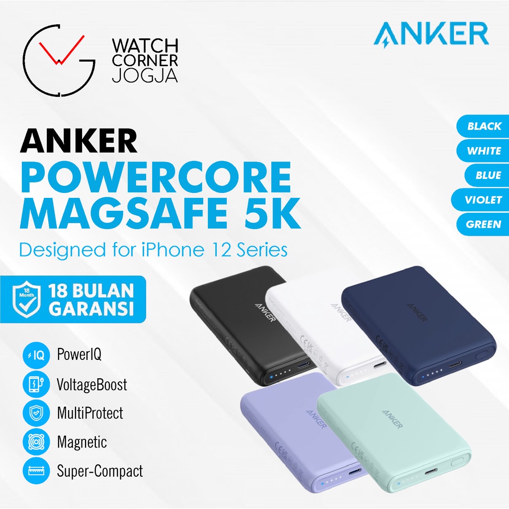 Jual ANKER PowerCore 5K Powerbank Iphone MagSafe A1619 5000